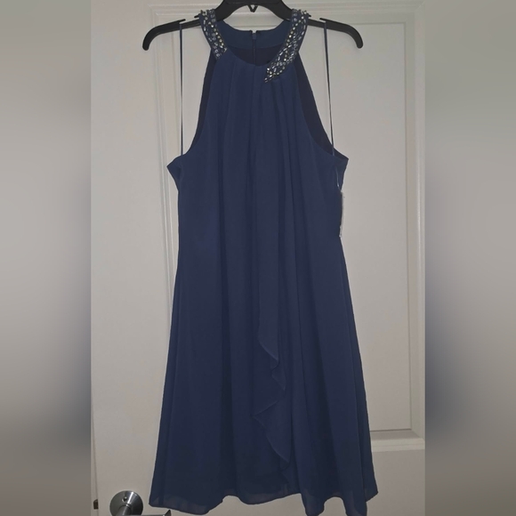 S.L. Fashions Dresses & Skirts - S.L. Fashions Womens Short Beaded Halter Neck Cocktail Gown, Wedding Guest, Part